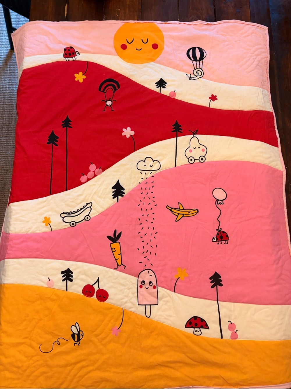 IKEA Pink Red Yellow Playful Kids Throw Blanket